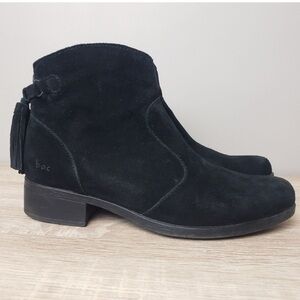 BOC Born Concept Black suede leather Ankle Boots with Tassel Booties Sz 9.5